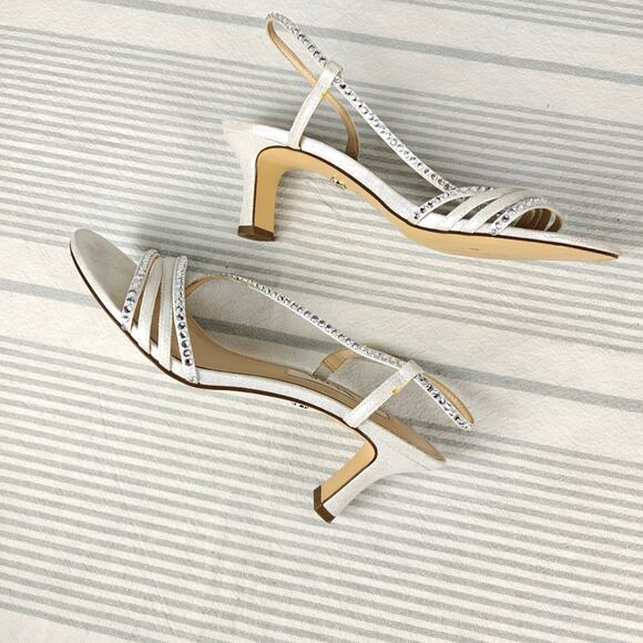 Nina New York Silver Strappy Sequined Open Toe Heels Size 6.5 - Picture 4 of 10